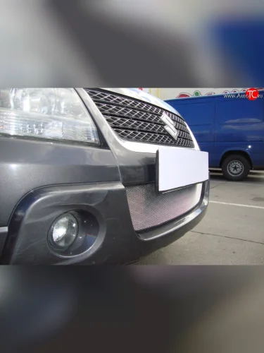 Сетка на бампер Russtal (хром) Suzuki Grand Vitara ( JT 3 двери,  JT 5 дверей) (2008-2012) 1-ый рестайлинг