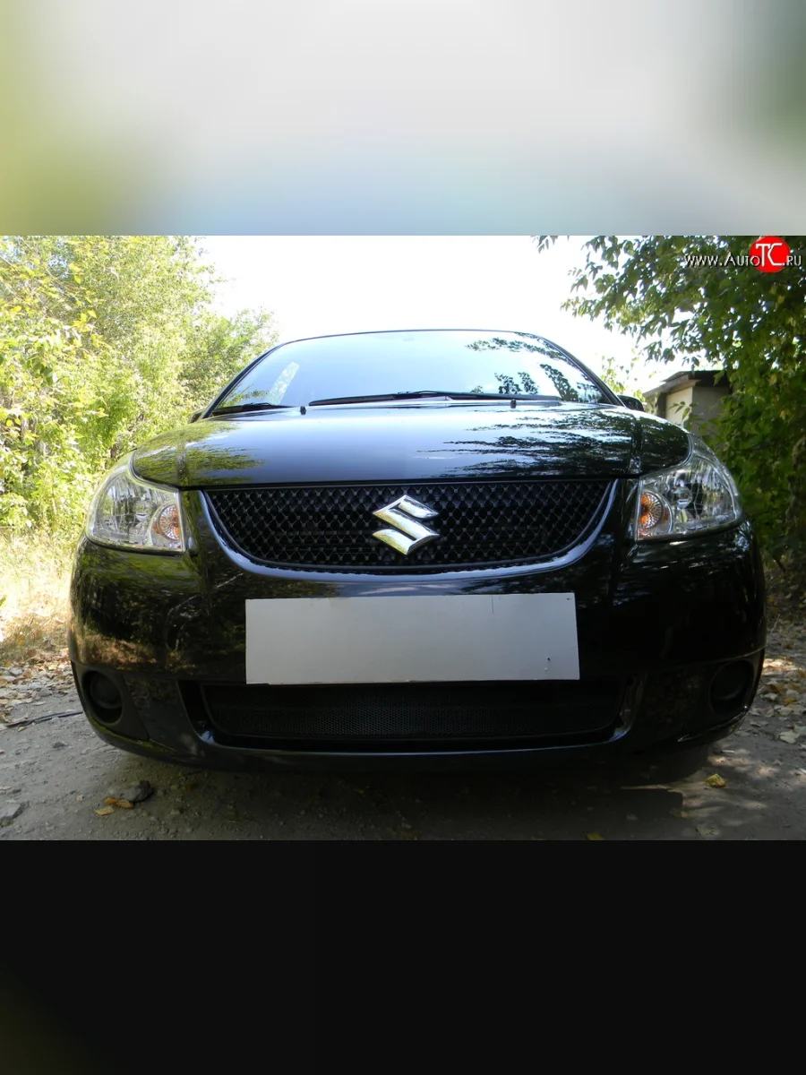 Сетка на бампер Russtal (черная) Suzuki SX4 GYA,GYB  рестайлинг, хэтчбэк (2010-2016)  в Воронеже Воронежской области