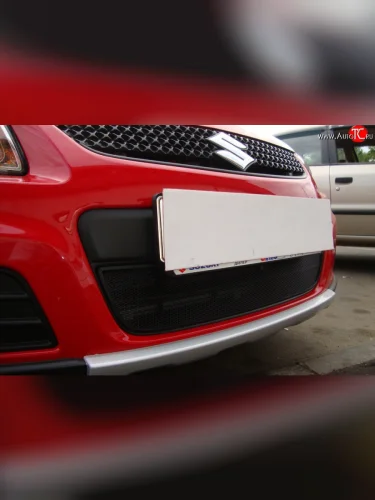 Сетка на бампер хетчбек (рестайлинг) Russtal (черная) Suzuki SX4 GYA,GYB  рестайлинг, хэтчбэк (2010-2016)