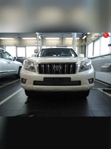 Сетка на бампер Russtal (хром) Toyota Land Cruiser Prado J150 дорестайлинг (2009-2013)
