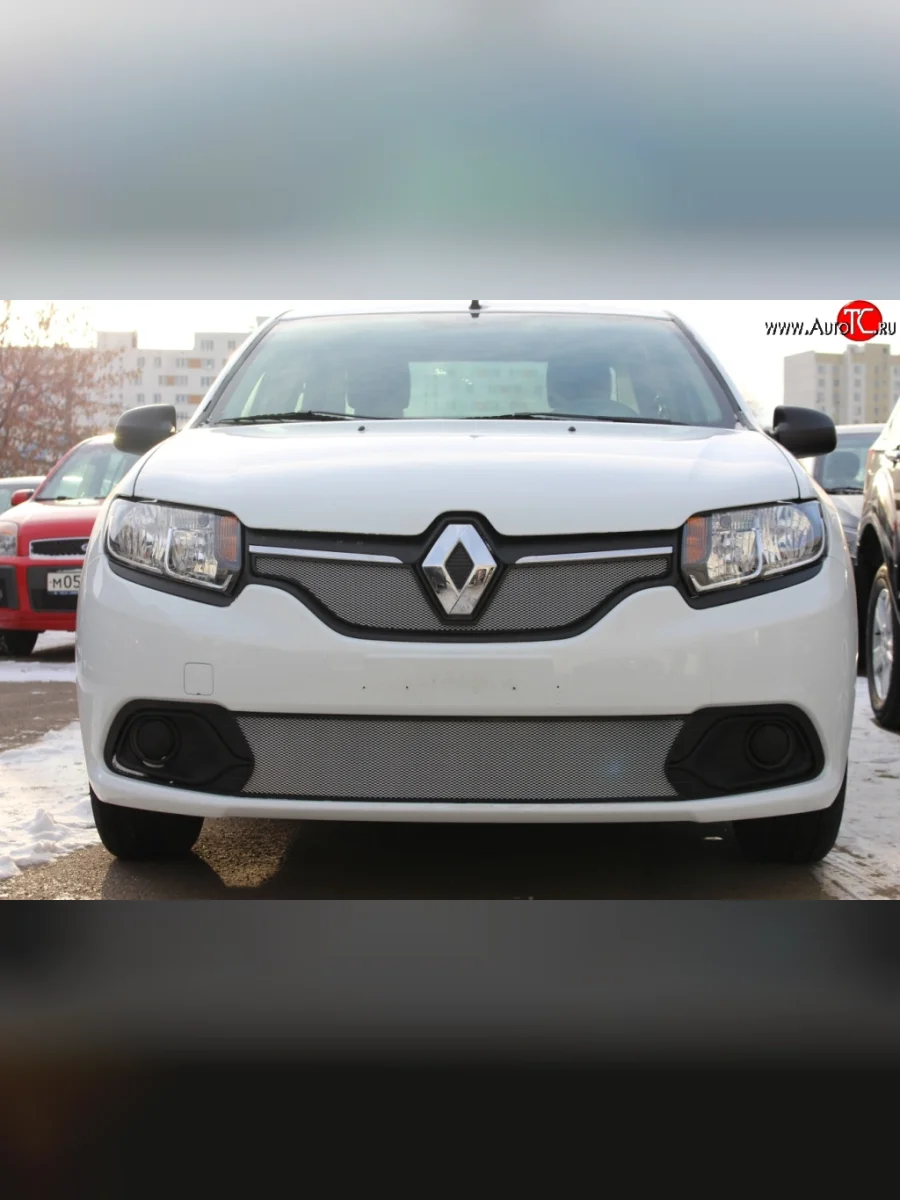 Нижняя сетка на бампер Stepway Russtal (хром) Renault Sandero 2 дорестайлинг (2014-2018)  в Самаре Самарской области