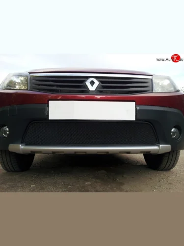 Сетка на бампер Russtal (черная) Renault Sandero 1 (2009-2014)