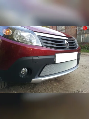 Сетка на бампер Russtal (хром) Renault Sandero Stepway 1 (2010-2014)