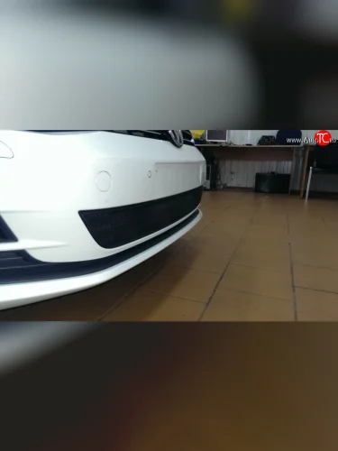 Сетка на бампер Russtal (черная) Volkswagen Golf 7 Mk7 хэтчбэк 5 дв. дорестайлинг (2012-2017)