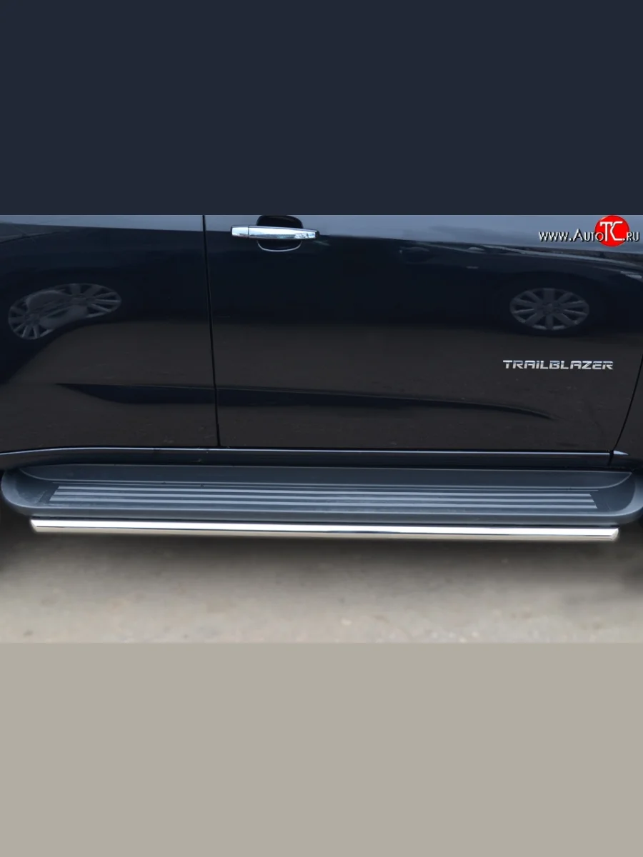 Защита порогов из круглой трубы диаметром 42 мм SLITKOFF Chevrolet Trailblazer GM800 дорестайлинг (2012-2016)  в Керчи Республика Крым