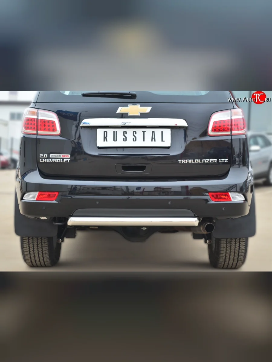 Защита заднего бампера (Ø63 мм, нержавейка) SLITKOFF Chevrolet Trailblazer GM800 дорестайлинг (2012-2016)  в Самаре Самарской области