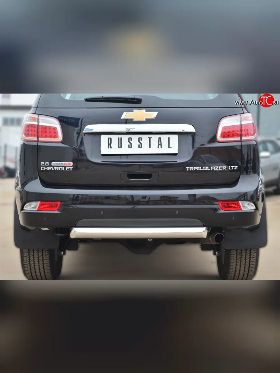 Одинарная защита заднего бампера из трубы диаметром 76 мм SLITKOFF Chevrolet Trailblazer GM800 дорестайлинг (2012-2016)  с доставкой в г. Керчь