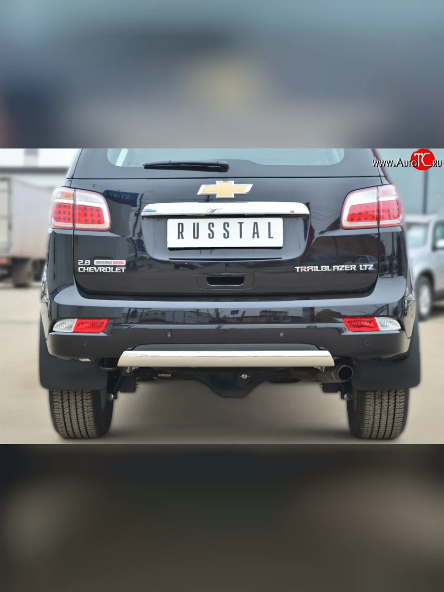 Защита заднего бампера (Ø75x42 мм, нержавейка) SLITKOFF Chevrolet Trailblazer GM800 дорестайлинг (2012-2016)  в Керчи Республика Крым