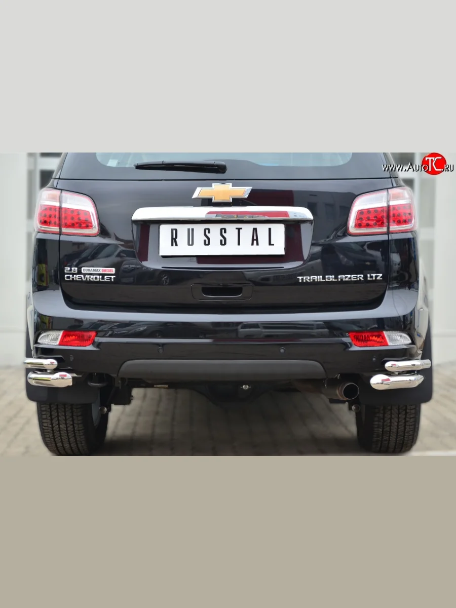 Защита заднего бампера (2 трубы Ø63 и 42 мм уголки, нержавейка) SLITKOFF  Chevrolet Trailblazer (2012-2016) GM800  с доставкой в г. Самара