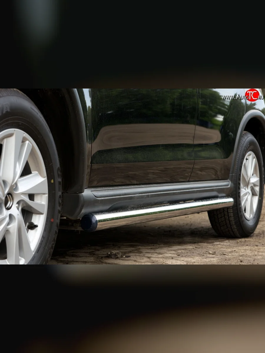 Защита порогов из круглой трубы диаметром 76 мм Russtal CITROEN C-crosser (2007-2012) (Защита порогов с со скосами на торцах (вариант 1))  в Керчи Республика Крым