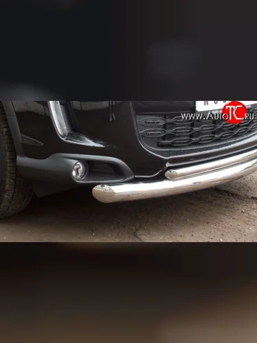 Защита переднего бампера (2 трубыØ76 и 42 мм, нержавейка) SLITKOFF CITROEN C-crosser (2007-2012)