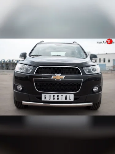 Одинарная защита переднего бампера диаметром 63 мм SLITKOFF Chevrolet Captiva (2011-2013) 1-ый рестайлинг