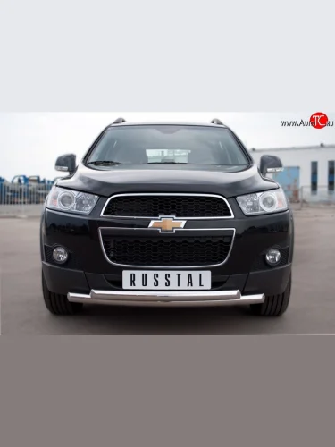 Защита переднего бампера (2 трубыØ63 мм, нержавейка) SLITKOFF Chevrolet Captiva (2011-2013) 1-ый рестайлинг