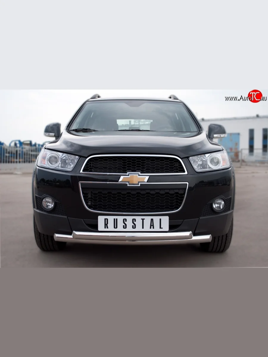 Защита переднего бампера (2 трубыØ63 мм, нержавейка) SLITKOFF Chevrolet Captiva 1-ый рестайлинг (2011-2013)  в Самаре Самарской области