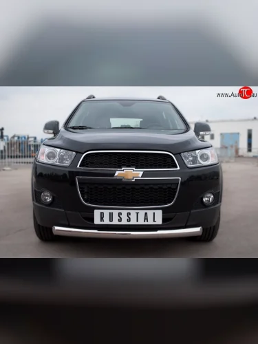 Одинарная защита переднего бампера диаметром 76 мм SLITKOFF Chevrolet Captiva (2011-2013) 1-ый рестайлинг