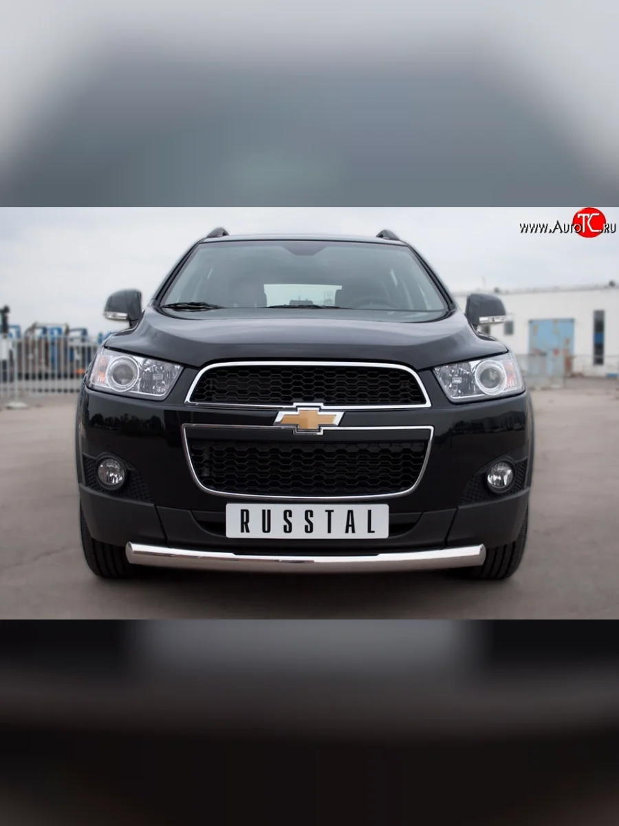 Одинарная защита переднего бампера диаметром 76 мм SLITKOFF  Chevrolet Captiva (2011-2013)  в Самаре Самарской области