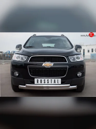 Защита переднего бампера (2 трубыØ76 и 63 мм, нержавейка) SLITKOFF Chevrolet Captiva (2011-2013) 1-ый рестайлинг