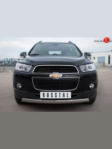 Защита переднего бампера (Ø75х42 мм, нержавейка) Russtal Chevrolet Captiva 1-ый рестайлинг (2011-2013)