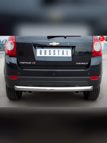 Одинарная защита заднего бампера из трубы диаметром 76 мм SLITKOFF Chevrolet Captiva 1-ый рестайлинг (2011-2013)