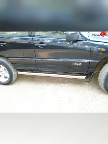 Защита порогов из круглой трубы диаметром 76 мм (дорестайлинг) Russtal Chevrolet Niva 2123 дорестайлинг (2002-2008)