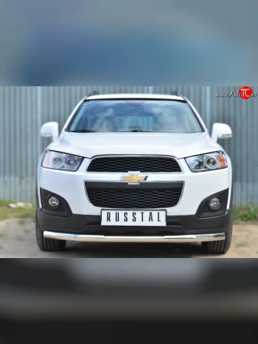 Одинарная защита переднего бампера диаметром 63 мм (рестайлинг) SLITKOFF Chevrolet Captiva (2013-2016) 2-ой рестайлинг