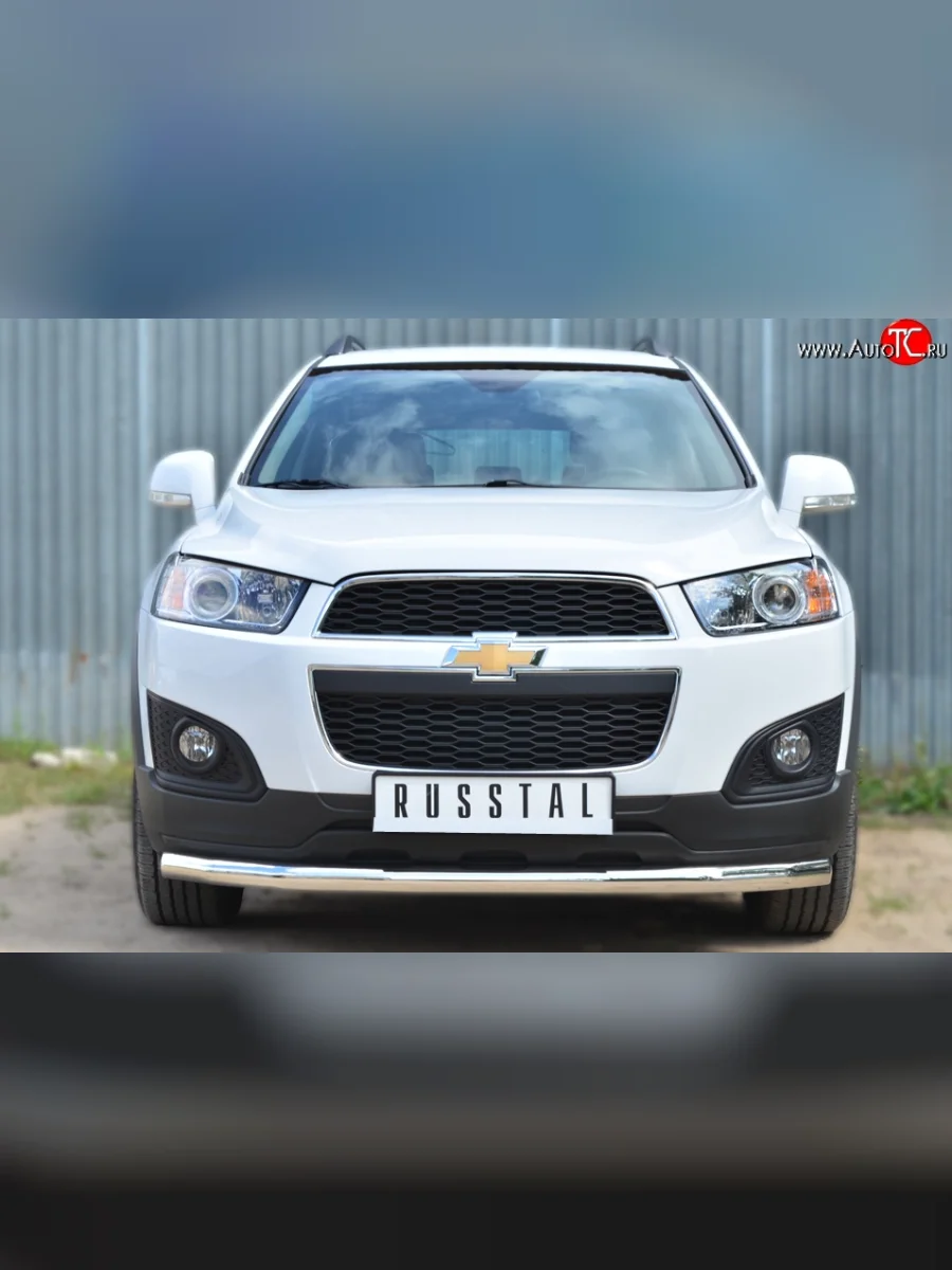 Одинарная защита переднего бампера диаметром 63 мм (рестайлинг) SLITKOFF  Chevrolet Captiva (2013-2016)  в Самаре Самарской области