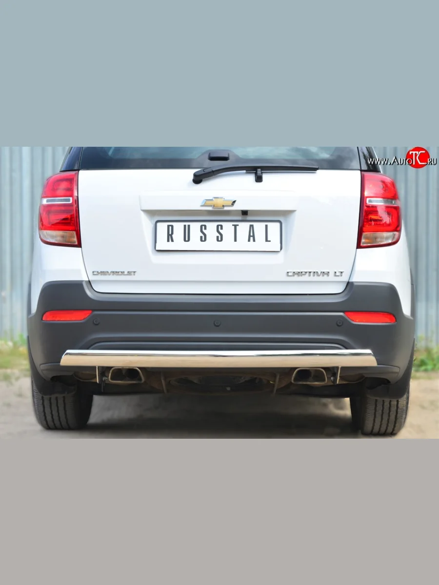 Защита заднего бампера (Ø75x42 мм, нержавейка) Russtal Chevrolet Captiva 2-ой рестайлинг (2013-2016)  в Керчи Республика Крым