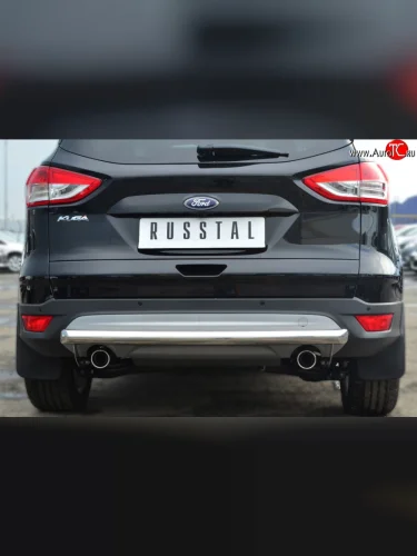 Одинарная защита заднего бампера из трубы диаметром 63 мм SLITKOFF Ford Kuga  2 (2013-2016) дорестайлинг