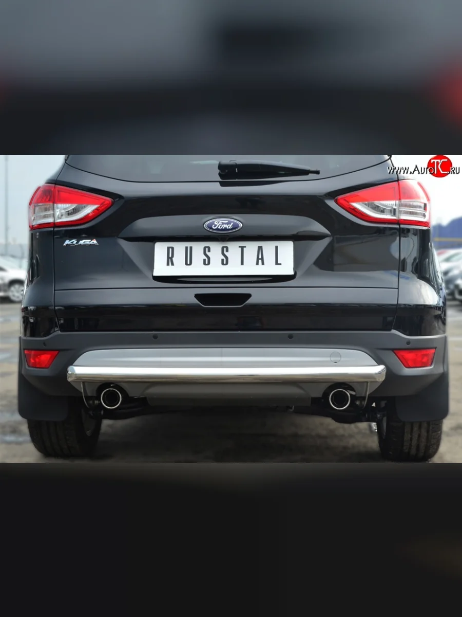 Одинарная защита заднего бампера из трубы диаметром 63 мм SLITKOFF Ford Kuga 2 дорестайлинг (2013-2016)  в Керчи Республика Крым