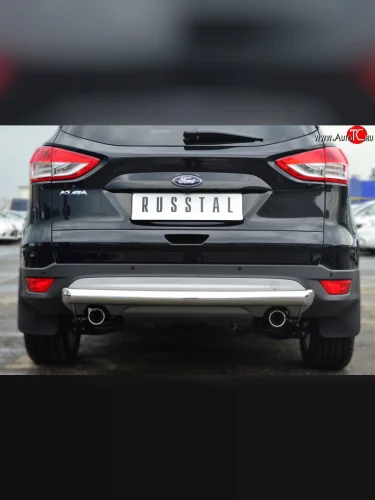 Одинарная защита заднего бампера из трубы диаметром 76 мм SLITKOFF Ford Kuga  2 (2013-2016) дорестайлинг