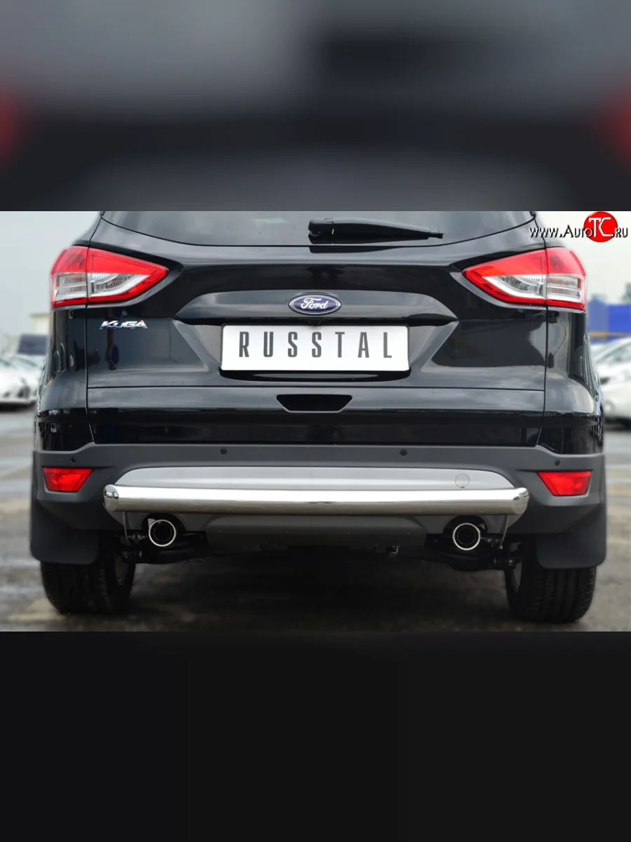 Одинарная защита заднего бампера из трубы диаметром 76 мм SLITKOFF Ford Kuga 2 дорестайлинг (2013-2016)  в Самаре Самарской области