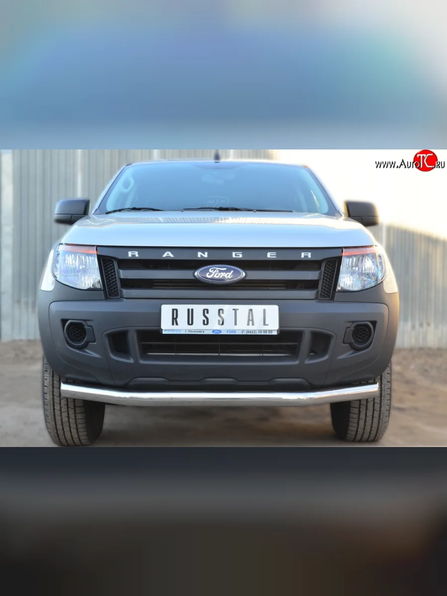 Одинарная защита переднего бампера диаметром 76 мм SLITKOFF Ford Ranger DoubleCab дорестайлинг (2011-2016)  в Самаре Самарской области