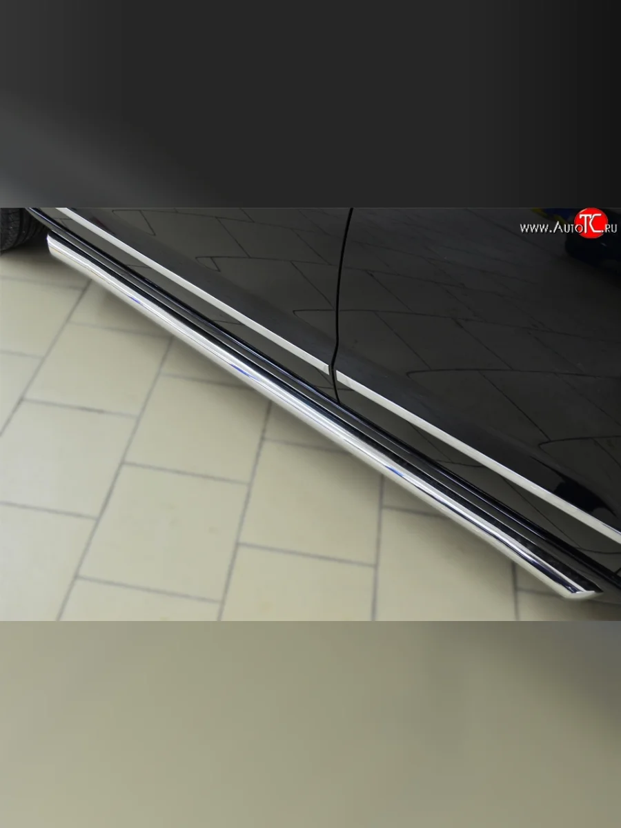 Защита порогов из круглой трубы диаметром 63 мм Russtal Great Wall Hover H6 (2012-2016) (Защита порогов с со скосами на торцах (вариант 1))  с доставкой в г. Керчь