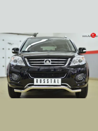 Защита переднего бампера (Ø63 мм волна, нержавейка) SLITKOFF Great Wall Hover H6 (2012-2016)