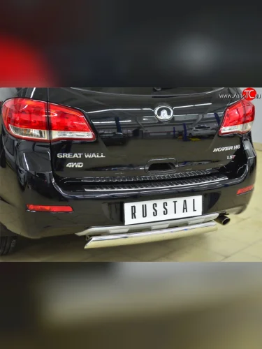 Защита заднего бампера (Ø75x42 мм, нержавейка) Russtal Great Wall Hover H6 (2012-2016)