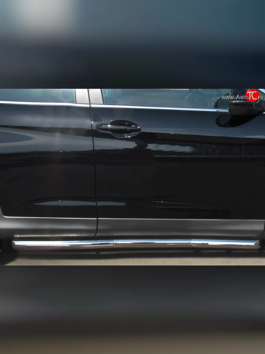 Защита порогов из круглой трубы диаметром 63 мм Russtal Honda CR-V RM1,RM3,RM4 дорестайлинг (2012-2015) (Защита порогов с со скосами на торцах (вариант 1))  в Перми Пермском крае