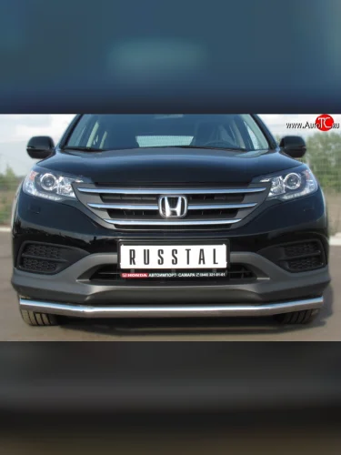 Одинарная защита переднего бампера диаметром 63 мм SLITKOFF Honda CR-V  RM1,RM3,RM4 (2012-2015) дорестайлинг