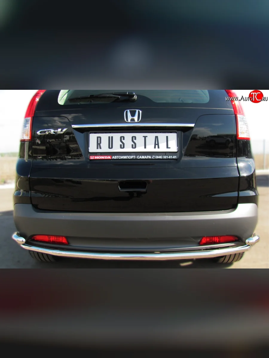 Защита заднего бампера (Ø42 мм с уголками, нержавейка) SLITKOFF Honda CR-V RM1,RM3,RM4 дорестайлинг (2012-2015)  с доставкой в г. Керчь