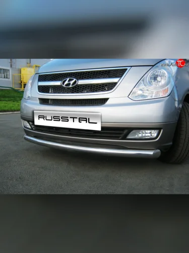 Одинарная защита переднего бампера диаметром 63 мм SLITKOFF Hyundai Starex/Grand Starex/H1  TQ (2007-2018) дорестайлинг, рестайлинг