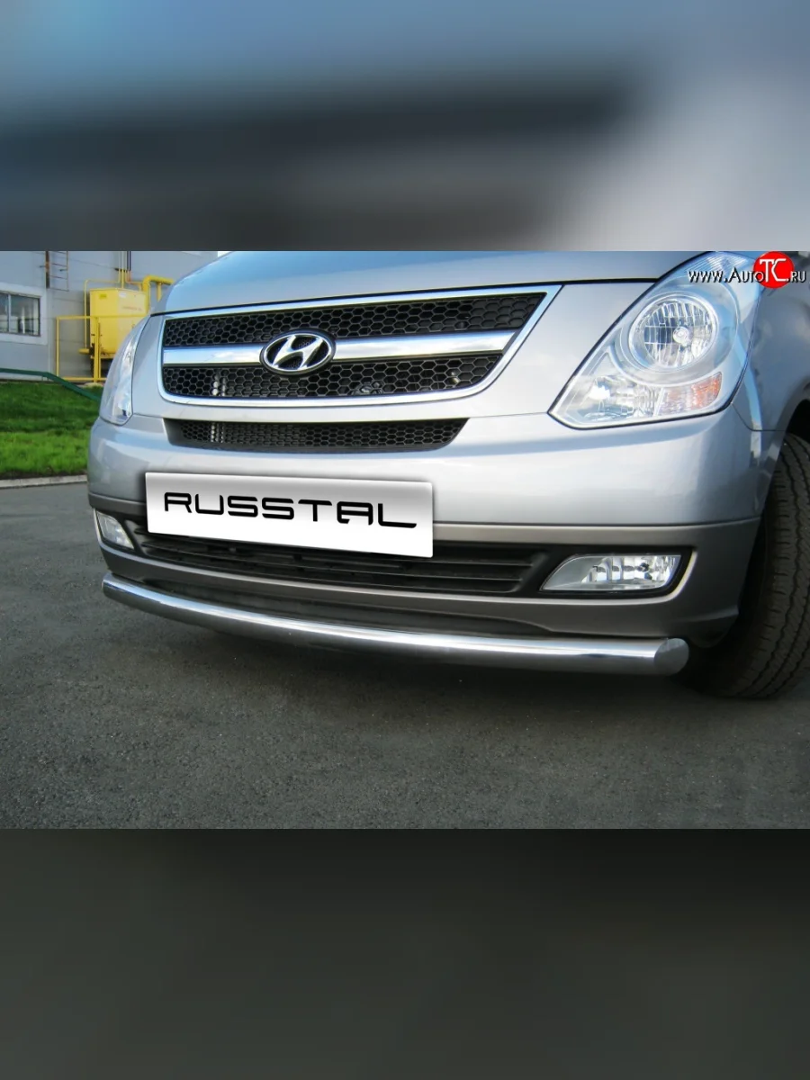Одинарная защита переднего бампера диаметром 63 мм SLITKOFF Hyundai Starex/Grand Starex/H1 TQ дорестайлинг (2007-2013)  в Керчи Республика Крым