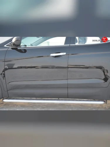 Широкая защита порогов SLITKOFF Hyundai Santa Fe  DM (2012-2016) дорестайлинг