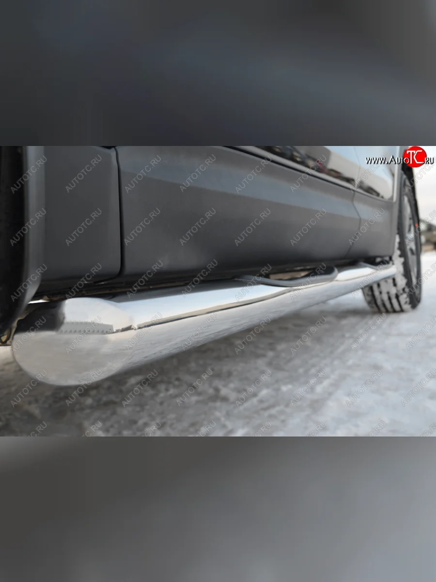 Защита порогов с проступями SLITKOFF (труба D76 мм)  Hyundai Santa Fe (2012-2016) DM (Защита порогов с со скосами на торцах (вариант 1))  в Самаре Самарской области