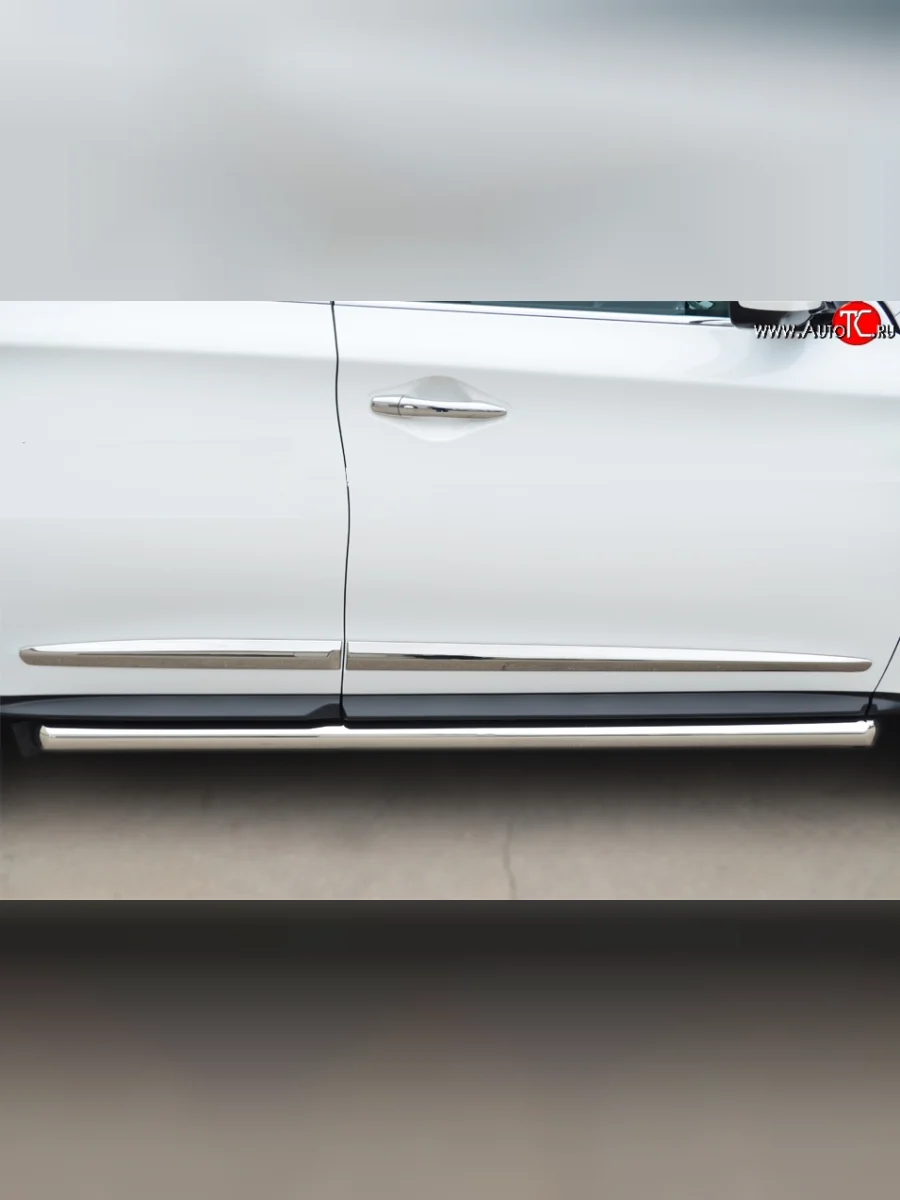 Защита порогов из круглой трубы диаметром 63 мм Russtal INFINITI JX35 (2012-2014) (Защита порогов с со скосами на торцах (вариант 1))  в Воронеже Воронежской области