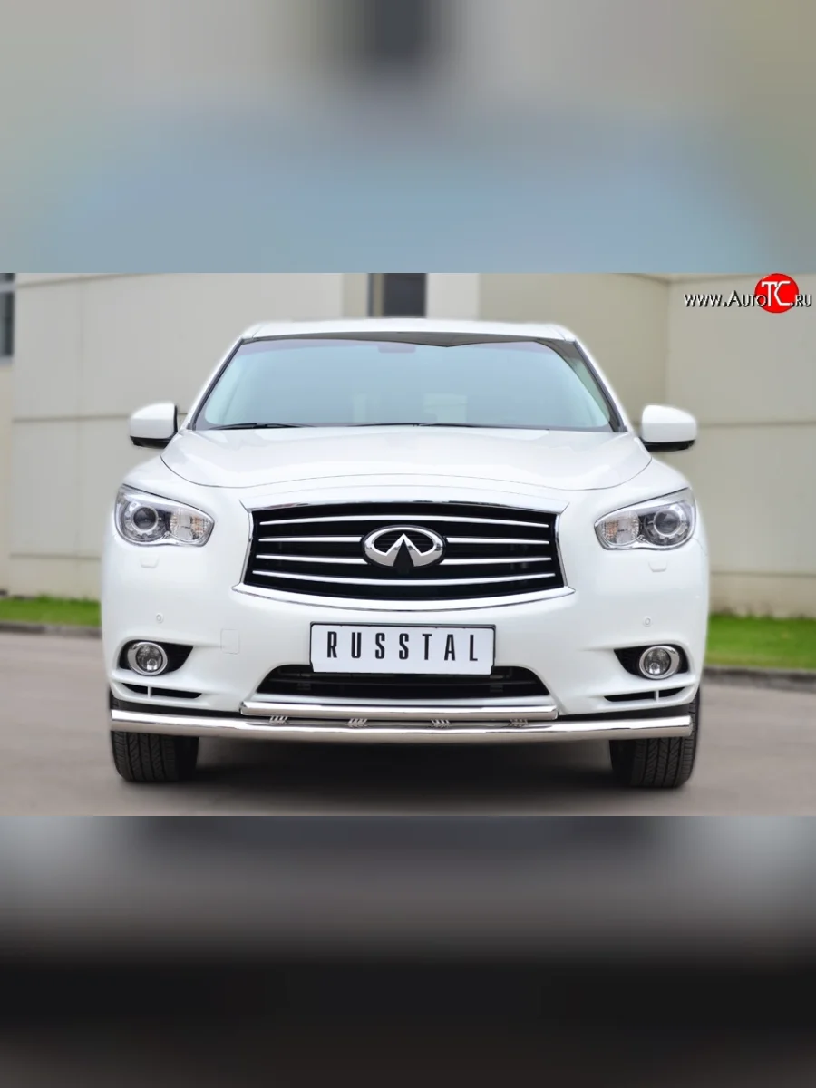 Защита переднего бампера (2 трубыØ63 (секции) и 42(дуга) мм, нержавейка) SLITKOFF INFINITI JX35 (2012-2014)  в Самаре Самарской области