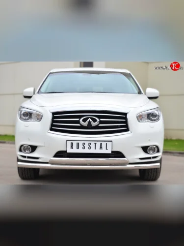 Защита переднего бампера (2 трубыØ75х42 и 63 мм, нержавейка) Russtal INFINITI JX35 (2012-2014)