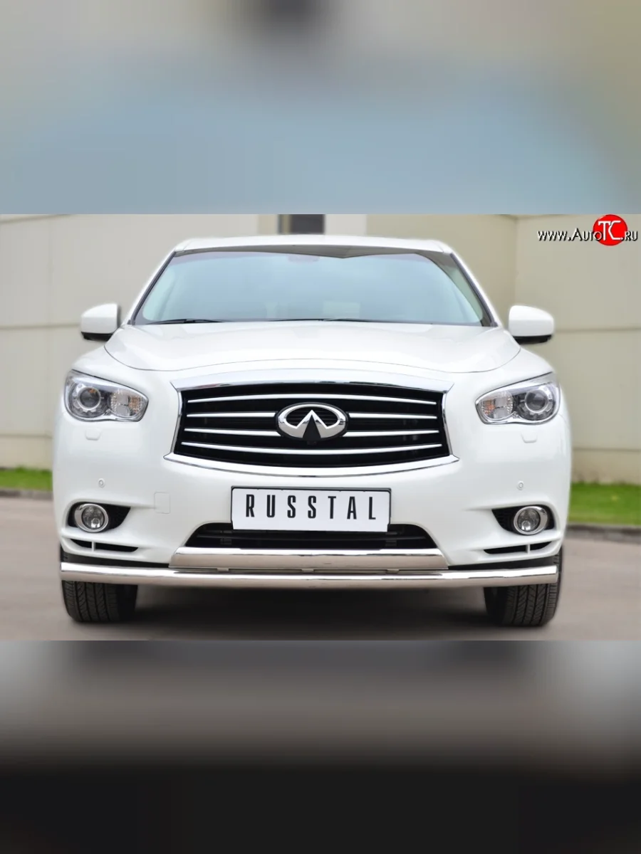 Защита переднего бампера (2 трубыØ75х42 и 63 мм, нержавейка) Russtal INFINITI JX35 (2012-2014)  в Самаре Самарской области