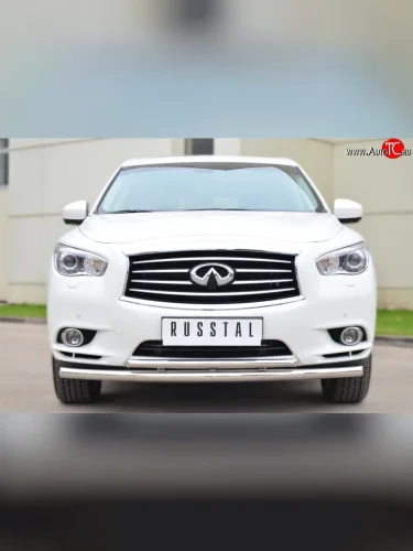 Защита переднего бампера (2 трубыØ63 и 42 мм, нержавейка) SLITKOFF INFINITI JX35 (2012-2014)