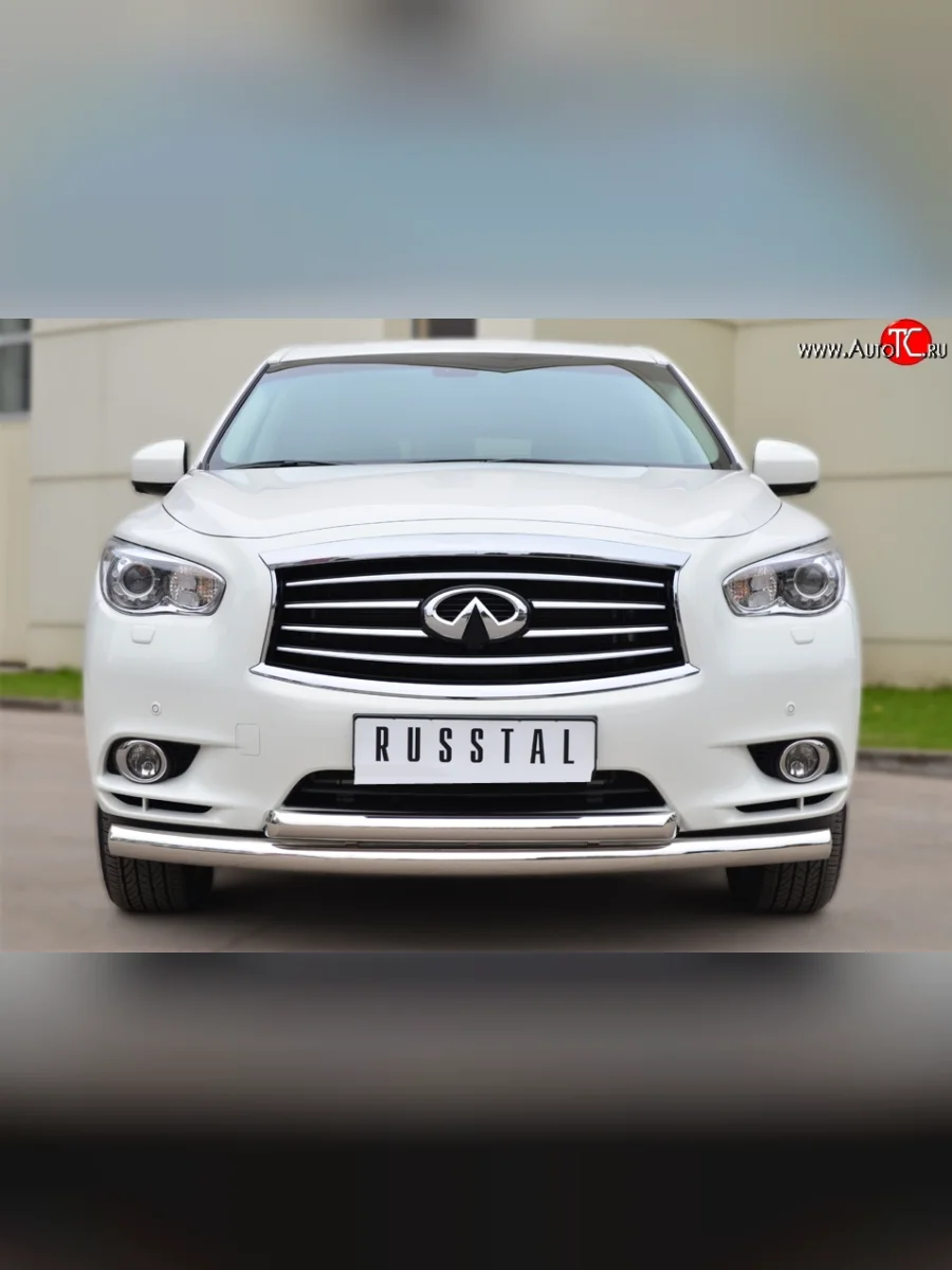 Защита переднего бампера (2 трубыØ76 и 63 мм, нержавейка) SLITKOFF INFINITI JX35 (2012-2014)  в Перми Пермском крае