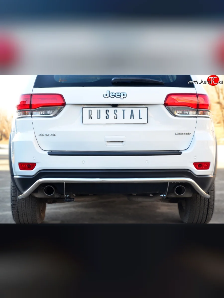 Защита заднего бампера (Ø42 мм волна, нержавейка) SLITKOFF Jeep Grand Cherokee WK2 дорестайлинг (2010-2013)  в Керчи Республика Крым
