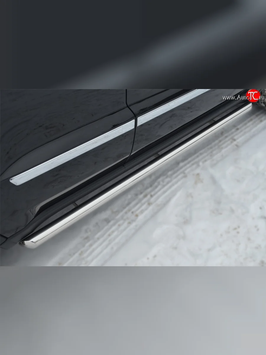 Защита порогов из круглой трубы диаметром 63 мм Russtal Jeep Grand Cherokee WK2 дорестайлинг (2010-2013) (Защита порогов с со скосами на торцах (вариант 1))  в Самаре Самарской области